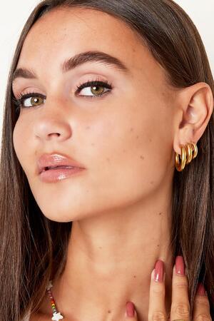 Basic creoles earrings - medium Gold Stainless Steel h5 Picture2